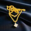 N-560 (22) GIA Certified 1.50 Carats F/VS1 Princess Shape Natural Diamond Necklace 18K Gold