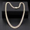 N-561 (25) Classy 14.70 Cts Round Brilliant Cut Diamonds Men's Cuban Link Necklace 14K Gold