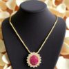 N-562 (15) Elegant 7.45 Cts Round Brilliant Cut F/VS1 Diamonds Ruby Party Necklace 14K Gold