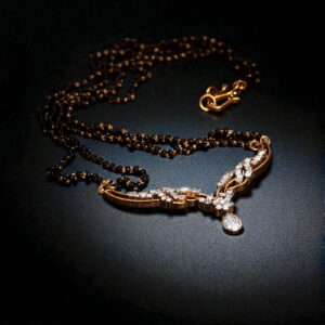 1.10 Cts Round Brilliant Cut F/VS1 Diamonds Mangalsutra Necklace 14K Yellow Gold