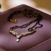 1.10 Cts Round Brilliant Cut F/VS1 Diamonds Mangalsutra Necklace 14K Yellow Gold