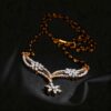 Elegant 1.42 Cts Round Brilliant Cut F/VS1 Diamonds Black Bead Necklace 14K Gold