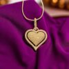 N-567 (17) Pave 1.25 Cts F/VS1 Round Brilliant Cut Natural Diamonds Heart Necklace 14K Gold
