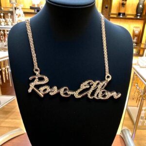 0.90 Cts Round Brilliant Cut F/VS1 Diamonds Unisex Custom Name Necklace 14K Gold