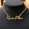 0.90 Cts Round Brilliant Cut F/VS1 Diamonds Unisex Custom Name Necklace 14K Gold