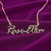 0.90 Cts Round Brilliant Cut F/VS1 Diamonds Unisex Custom Name Necklace 14K Gold