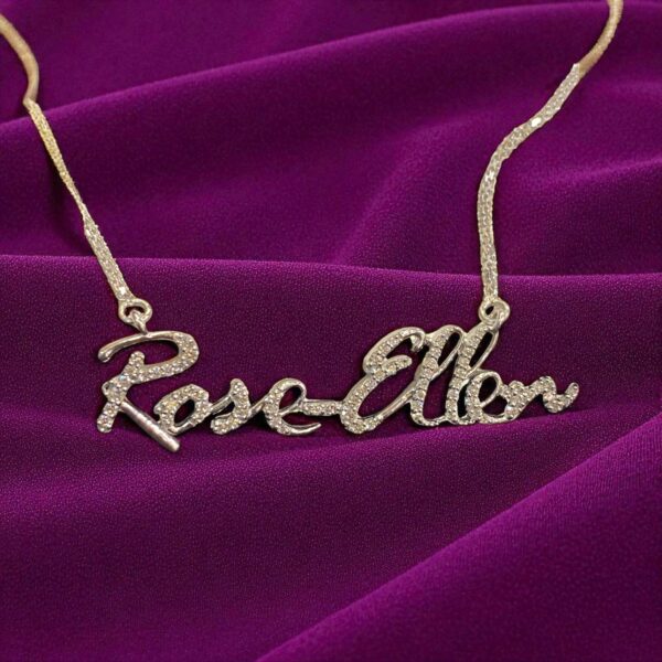 0.90 Cts Round Brilliant Cut F/VS1 Diamonds Unisex Custom Name Necklace 14K Gold