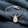 N-572 (26) GIA Certified 3 Cts Pear Shape F/VS1 Natural Diamond Solitaire Necklace 14K Gold