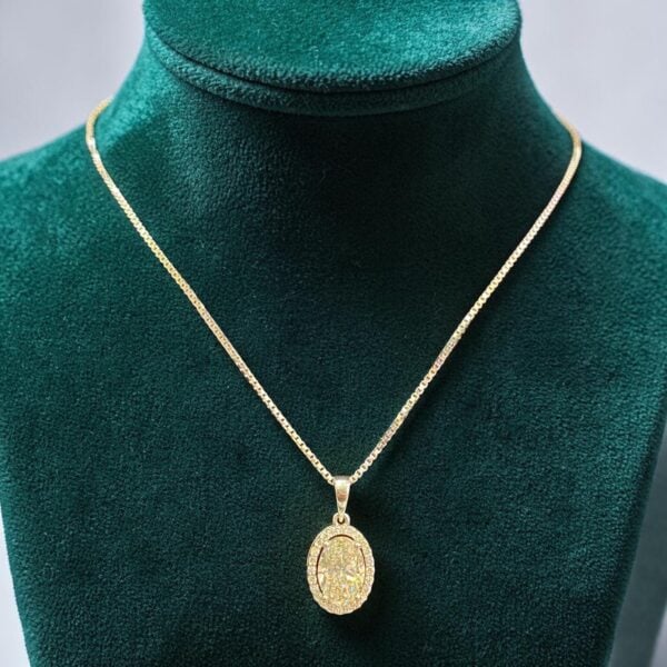 GIA Certified 2.25 Cts Oval Round Shape F/VS1 Diamonds Halo Necklace In 14K Gold
