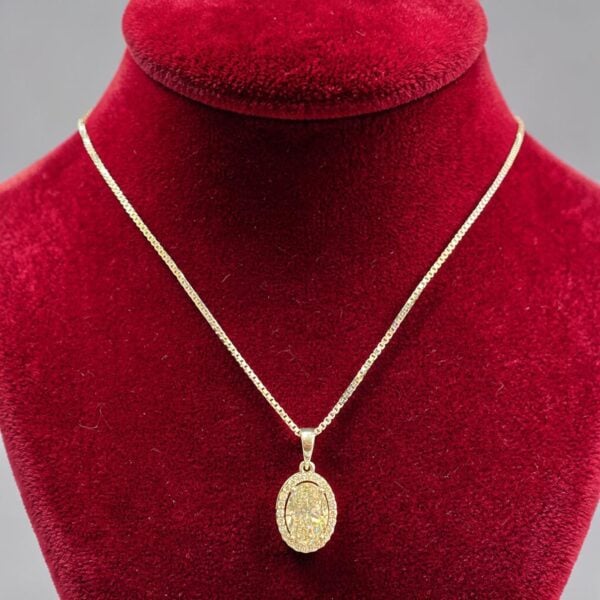 GIA Certified 2.25 Cts Oval Round Shape F/VS1 Diamonds Halo Necklace In 14K Gold