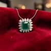 5.50 Cts Marquise Pear Shape F/VS1 Diamonds Emerald Necklace 18K Gold