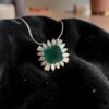 5.50 Cts Marquise Pear Shape F/VS1 Diamonds Emerald Necklace 18K Gold