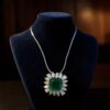 5.50 Cts Marquise Pear Shape F/VS1 Diamonds Emerald Necklace 18K Gold