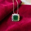5.50 Cts Marquise Pear Shape F/VS1 Diamonds Emerald Necklace 18K Gold