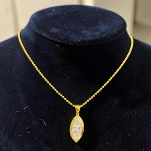 N-575 (22) 2.10 Cts GIA Certified Marquise Round Shape Diamonds Necklace In 18K Yellow Gold