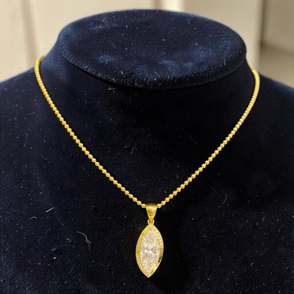 N-575 (22) 2.10 Cts GIA Certified Marquise Round Shape Diamonds Necklace In 18K Yellow Gold