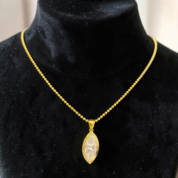 N-575 (23) 2.10 Cts GIA Certified Marquise Round Shape Diamonds Necklace In 18K Yellow Gold