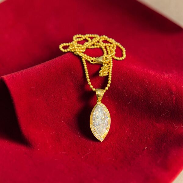N-575 (24) 2.10 Cts GIA Certified Marquise Round Shape Diamonds Necklace In 18K Yellow Gold