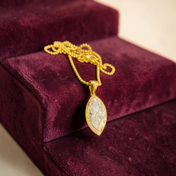 N-575 (26) 2.10 Cts GIA Certified Marquise Round Shape Diamonds Necklace In 18K Yellow Gold