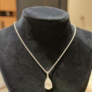 Stunning 5 Cts GIA Certified Pear Shape Natural Diamond Necklace 18K White Gold