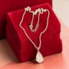 N-576 (21) Stunning 5 Cts GIA Certified Pear Shape Natural Diamond Necklace 18K White Gold