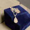 N-576 (23) Stunning 5 Cts GIA Certified Pear Shape Natural Diamond Necklace 18K White Gold