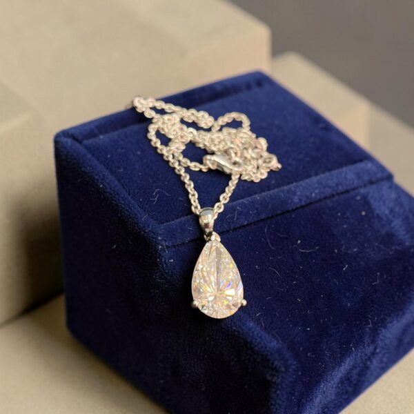 N-576 (23) Stunning 5 Cts GIA Certified Pear Shape Natural Diamond Necklace 18K White Gold
