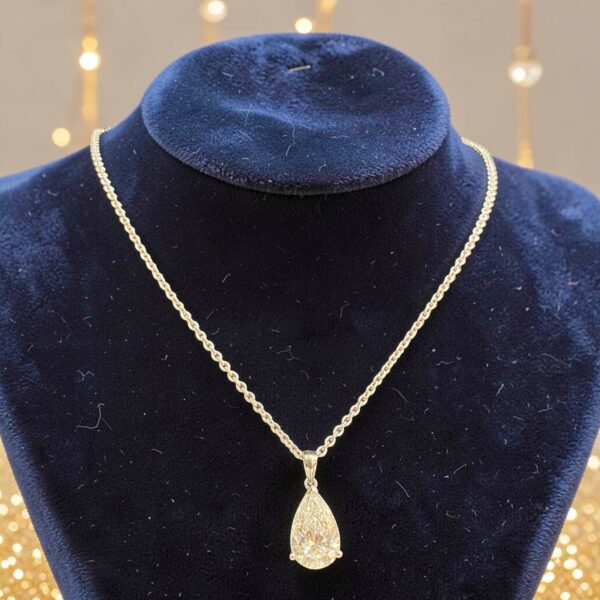N-576 (24) Stunning 5 Cts GIA Certified Pear Shape Natural Diamond Necklace 18K White Gold