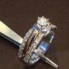 Pave 0.74 Cts Round Brilliant Cut Diamonds Engagement Ring In 585 Solid 14K Gold