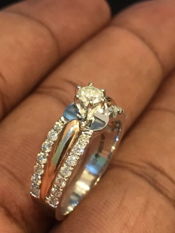 Pave 0.74 Cts Round Brilliant Cut Diamonds Engagement Ring In 585 Solid 14K Gold