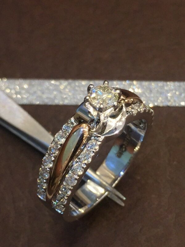 Pave 0.74 Cts Round Brilliant Cut Diamonds Engagement Ring In 585 Solid 14K Gold