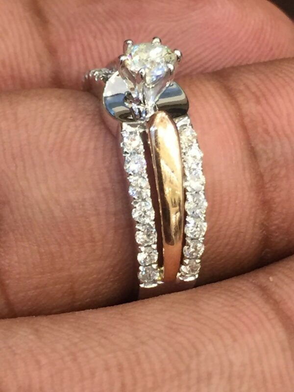 Pave 0.74 Cts Round Brilliant Cut Diamonds Engagement Ring In 585 Solid 14K Gold