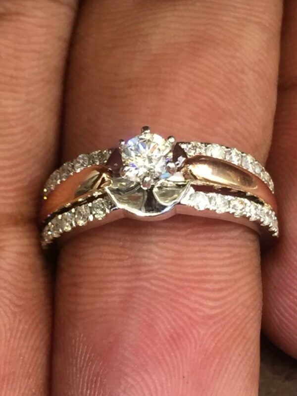 Pave 0.74 Cts Round Brilliant Cut Diamonds Engagement Ring In 585 Solid 14K Gold
