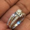 Pave 0.74 Cts Round Brilliant Cut Diamonds Engagement Ring In 585 Solid 14K Gold