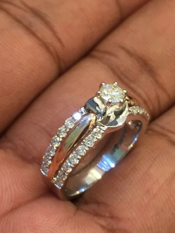 Pave 0.74 Cts Round Brilliant Cut Diamonds Engagement Ring In 585 Solid 14K Gold