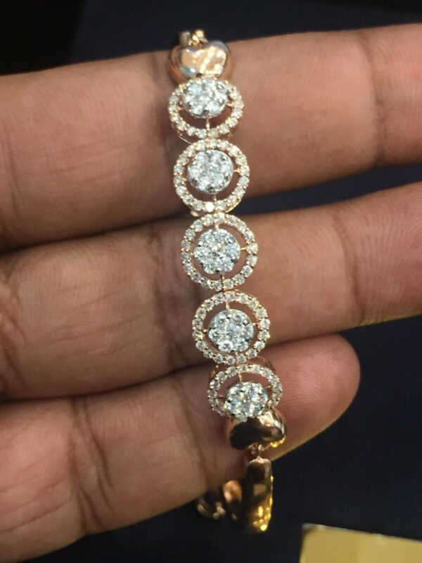 Pave 1.39 Cts Round Brilliant Cut Diamonds Tennis Bracelet In 585 Fine 14K Gold