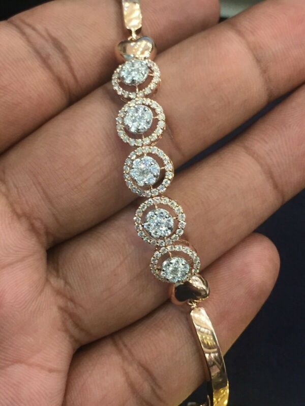 Pave 1.39 Cts Round Brilliant Cut Diamonds Tennis Bracelet In 585 Fine 14K Gold