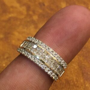 OD-LR-A942 (5) 0.99 Cts Round Princess Cut Diamonds Four-Row Band Ring In Solid 14K Gold