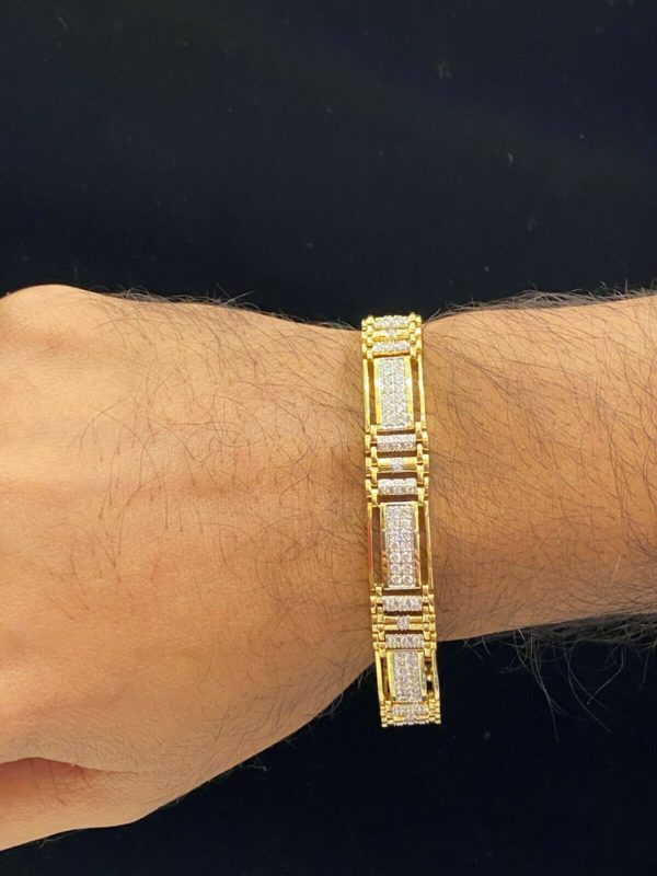 Gold and Natural Diamonds Men's Leather Bracelet  Mens gold bracelets, Man  gold bracelet design, Mens bracelet designs