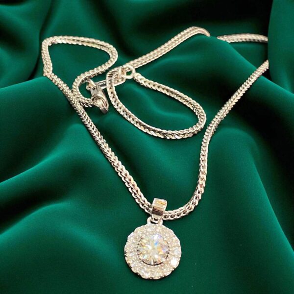P-042 (23) GIA Certified 0.80 Cts F/VS1 Round Brilliant Cut Diamonds Halo Necklace 14K Gold