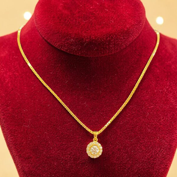 P-042-Y (22) Pave 0.80 ct Round Brilliant GIA Certified F/VS1 Diamonds Halo Necklace 14K Gold