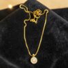 P-042-Y (23) Pave 0.80 ct Round Brilliant GIA Certified F/VS1 Diamonds Halo Necklace 14K Gold