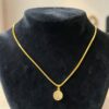 P-042-Y (25) Pave 0.80 ct Round Brilliant GIA Certified F/VS1 Diamonds Halo Necklace 14K Gold