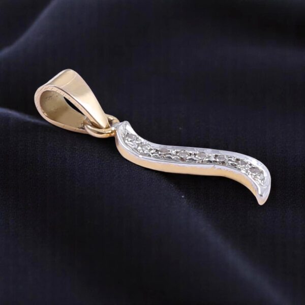 Elegant 0.15 Ct F/VS1 Round Brilliant Cut Diamonds Unisex Curve Pendant 14K Gold