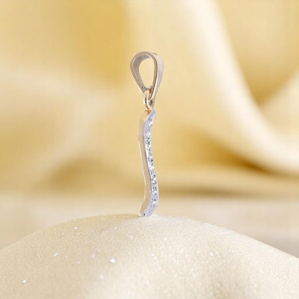 Elegant 0.15 Ct F/VS1 Round Brilliant Cut Diamonds Unisex Curve Pendant 14K Gold