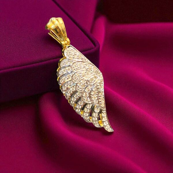 P-064 (20) Elegant 0.95 Cts F/VS1 Natural Diamonds Unisex Celestial Wing Pendant 14K Gold
