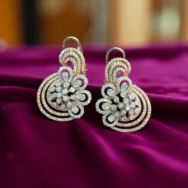 P-066 (22) Stunning 7.50 Cts Round Brilliant Natural Diamonds Pendant Earrings Set 14K Gold