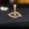 P-067 (9) Classy 0.35 Cts F/VS1 Round Brilliant Diamonds Unisex Evil Eye Pendant 18K Gold