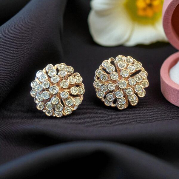 P-070 (27) 2.51 Cts Round Brilliant Cut Diamonds Snowflake Pendant Earrings Set in 14K Rose Gold