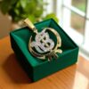 P-072 (10) Elegant 1/2 Cts Round Brilliant Diamonds Unisex Khanda Ek Onkar Pendant 14K Gold